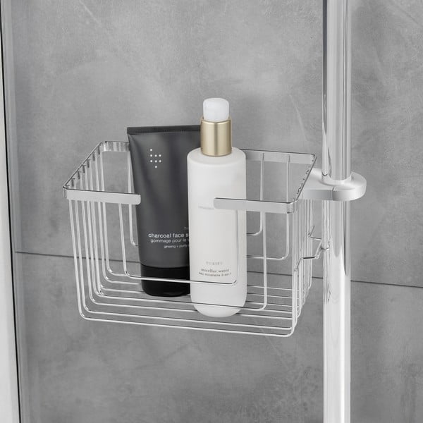 Spīdīgas sudraba krāsas nerūsējošā tērauda vannas istabas plaukts ar uzstādīšanu bez urbšanas Valognes – Wenko-image-2