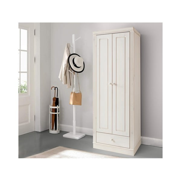 Balts priedes masīvkoka drēbju skapis 65x180 cm Anita – Støraa-image-1