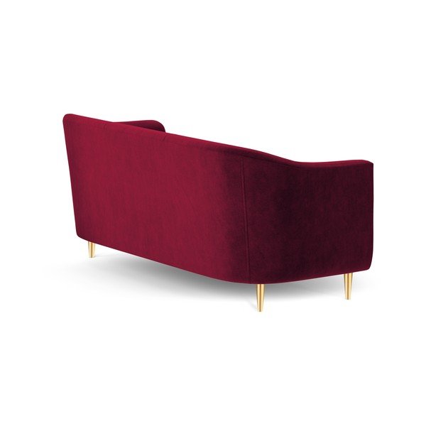 Sarkans samta dīvāns Kooko Home Corde, 175 cm-image-3