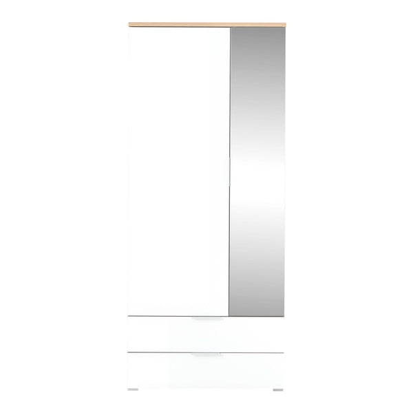 Balts ozolkoka imitācijas skapis ar spoguli 84x196 cm Telde – Germania-image-2