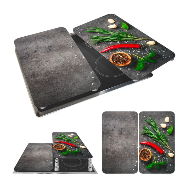 Aizsargplāksnes plītij no rūdīta stikla (2 gab.) 52x30 cm Rosemary – Maximex-image-3