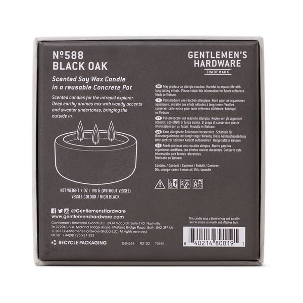 Aromātiskā sojas vaska svece degšanas laiks 40 h Black Oak – Gentlemen's Hardware-image-3