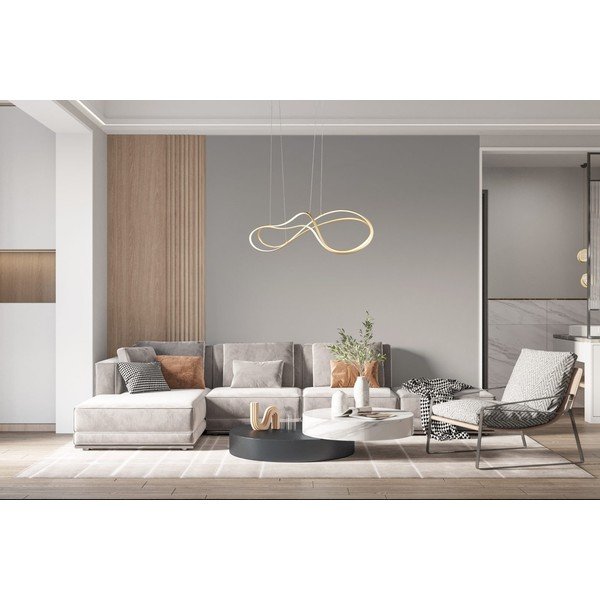 Zelta krāsas LED piekaramā lampa ar metāla abažūru Nala – Trio Select-image-2