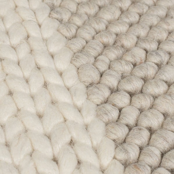 Bēšs ar rokām darināts celiņa paklājs no vilnas maisījuma 60x230 cm Minerals Patchwork – Flair Rugs-image-3