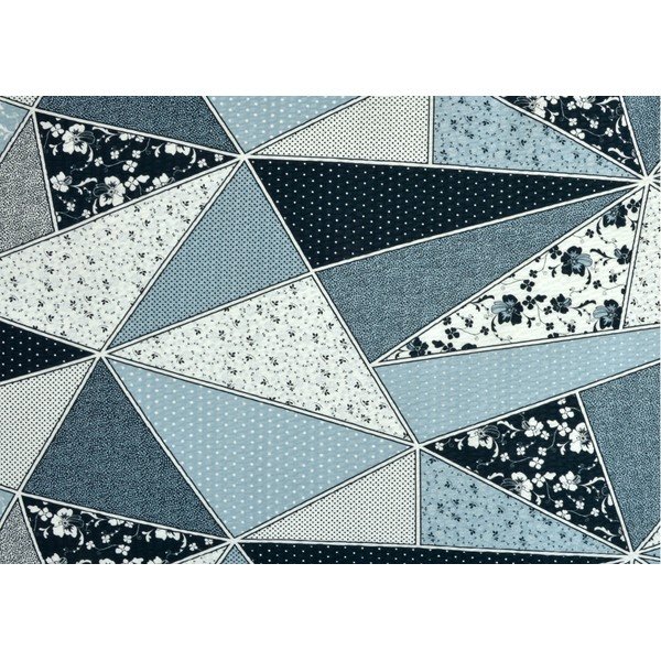 Balta/zila krepa gultas veļa divvietīgai gultai 200x220 cm Triangle -image-1