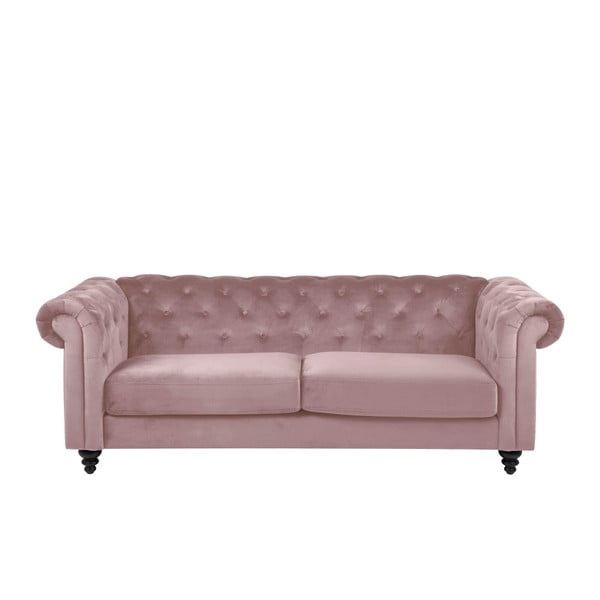 Rozā samta dīvāns Actona Charlietown, 219 cm