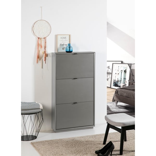 Pelēks apavu skapis ar 3 atvilktnēm Marckeric Luka-image-1