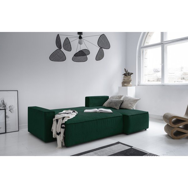 Tumši zaļš velveta salokāms stūra dīvāns (ar maināmu stūri) Brave Dave – Miuform-image-4