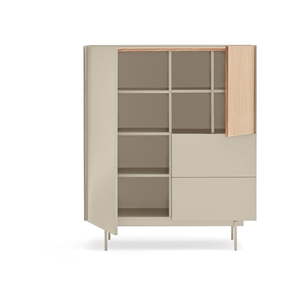 Bēša/dabīga toņa augsta kumode ar ozolkoka imitāciju 100x120 cm Otto – Teulat-image-3