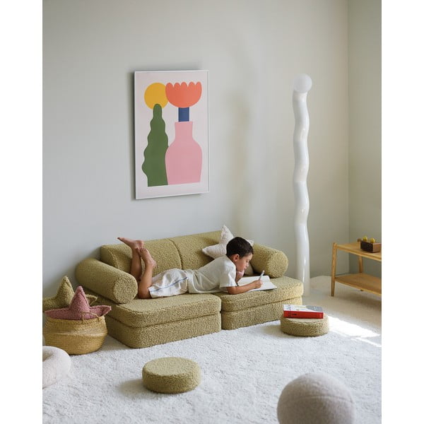 Zaļš bērnu dīvāns no buklē auduma 132 cm Settee – Wigiwama-image-3
