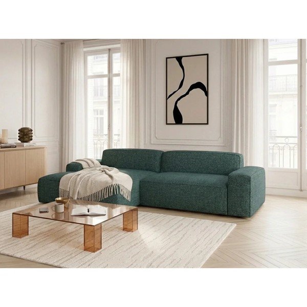 Zaļš salokāms/su elektriniu sėdynės reguliavimu stūra dīvāns (ar kreiso stūri) Abel – Bobochic Paris-image-1