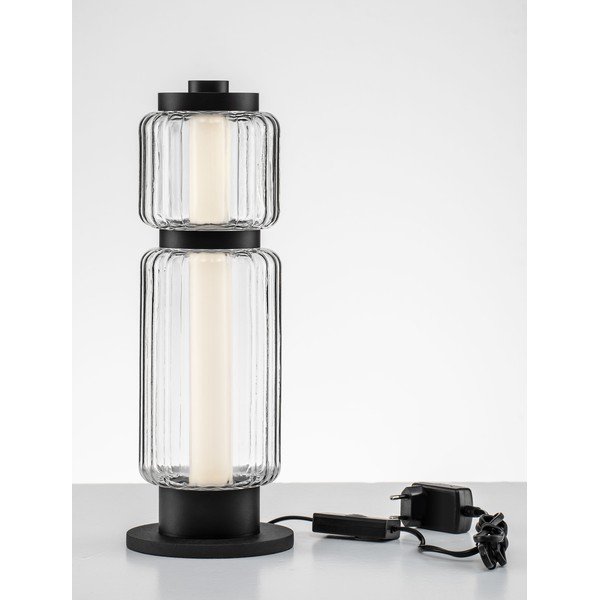 Matēti melna stikla LED galda lampa (augstums 39 cm) Liesa – Nova Luce-image-3