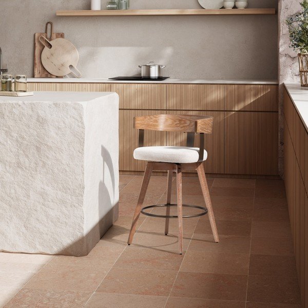 Krēmkrāsas/dabīga toņa polsterēti bāra krēsli ar roku balstiem (2 gab.) Ilia – MOME-image-2