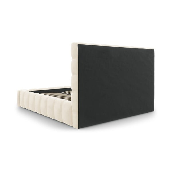 Bēša polsterēta divvietīga gulta ar veļas kasti un režģi 180x200 cm Bali – Cosmopolitan Design-image-4