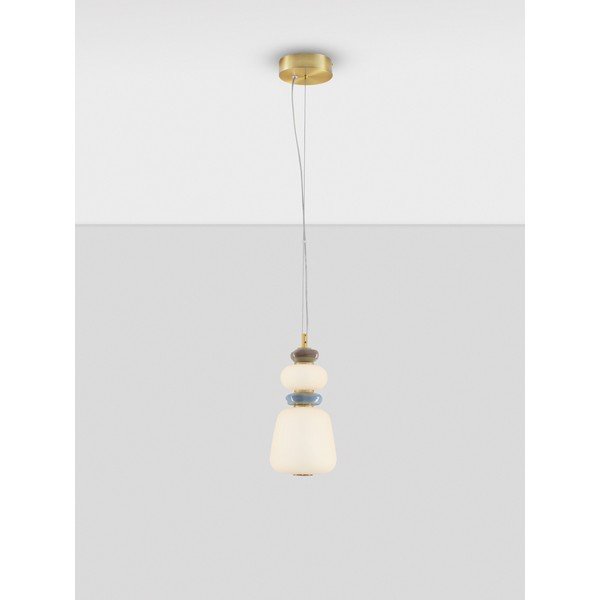 Balta/zelta krāsas metāla LED piekaramā lampa ar regulējamu spilgtumu ar porcelāna abažūru/ar stikla abažūru ø 17 cm Palo – Nova Luce-image-4