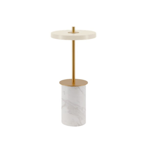 Krēmkrāsas marmora LED galda lampa ar regulējamu spilgtumu un metāla abažūru (augstums 25,5 cm) Asteria Move Mini – UMAGE