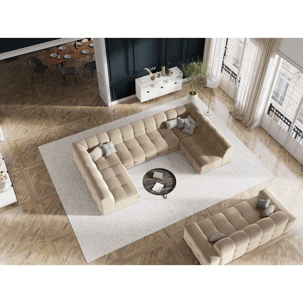 Bēšs samta dīvāns 222 cm Kendal – Micadoni Home-image-1