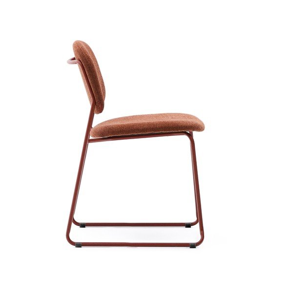 Terakotas oranžs metāla pusdienu krēsls saliekams viens uz otra Meli – Kave Home-image-3