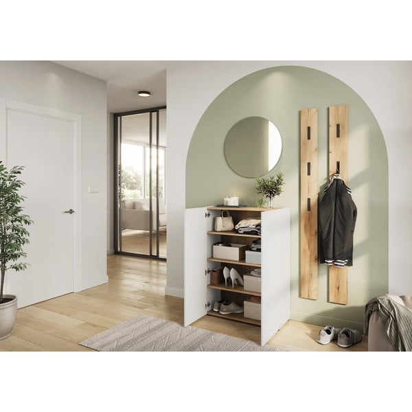 Balta priekšnama iekārta ar ozolkoka imitāciju 104x200x33 cm Alviano – Germania-image-1