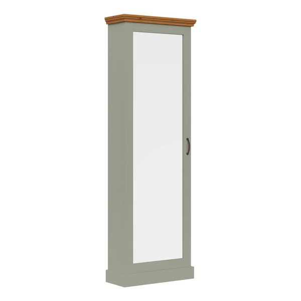 Zaļš/gaiša dabīga toņa priedes masīvkoka apavu plaukts ar spoguli 60x180x25 cm Selma – Støraa-image-4