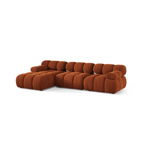 Terakotas oranžs samta modulārais stūra dīvāns (ar kreiso stūri/ar zvilni) – Micadoni -image-2
