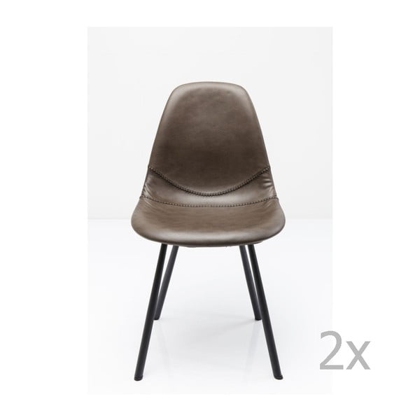 2 pelēku ēdamistabas krēslu komplekts ar tērauda konstrukciju Kare Design Lounge