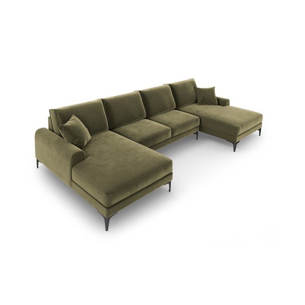 Zaļš samta U veida dīvāns Mazzini Sofas Madara-image-4