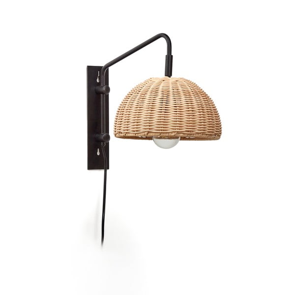 Melna/dabīga toņa sienas lampa ø 23 cm Damila – Kave Home