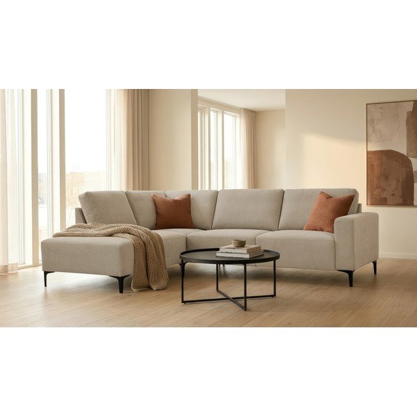 Gaiši brūns stūra dīvāns no šenila auduma (ar kreiso stūri/L veida) Fabian – Scandic-image-1