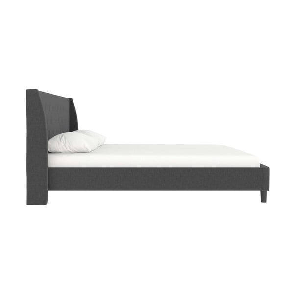 Tumši pelēka polsterēta divvietīga gulta 180x200 cm Her Majesty – Støraa-image-3