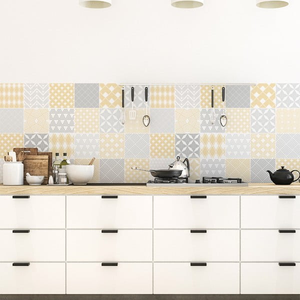 24 sienas uzlīmju komplekts Ambiance Scandinavian Cement Tile Jersey, 10 x 10 cm