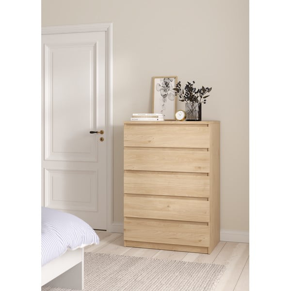 Dabīga toņa kumode ar ozolkoka imitāciju 77x111x50 cm Naia – Tvilum-image-1