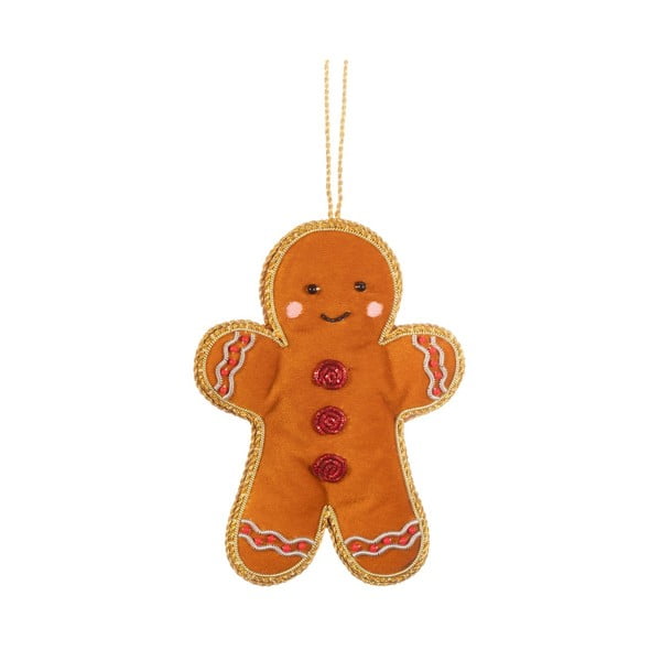 Tekstila ar rokām izgatavots Ziemassvētku eglītes rotājums 10 cm Gingerbread – Sass & Belle