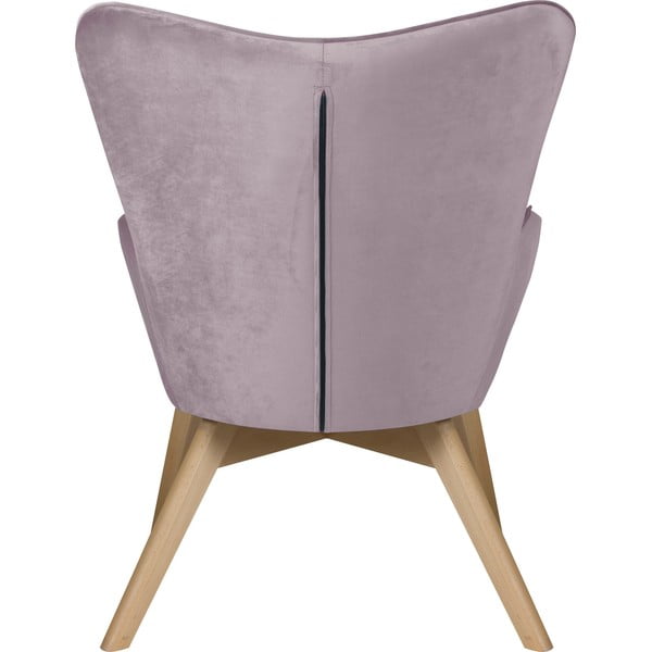 Gaiši violets samta atpūtas krēsls ar kāju balstu Niko – Ropez-image-4