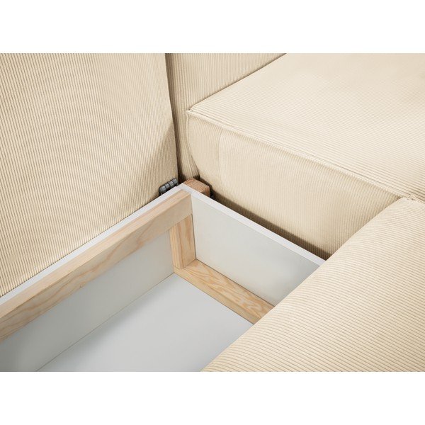 Bēšs velveta U veida izvelkamais dīvāns Mazzini Sofas Azalea-image-1
