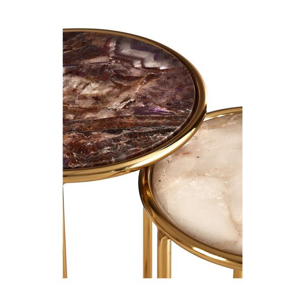 Apaļi sānu galdiņi (2 gab.) ar akmens galda virsmu ø 31 cm Vita – Premier Housewares-image-4