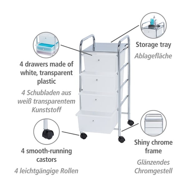Pārvietojams vannas istabas plaukts ar 4 atvilktnēm Wenko Messina-image-3