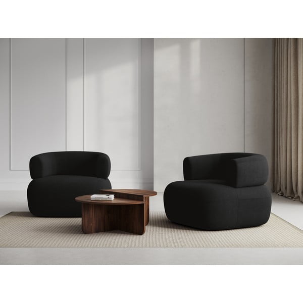 Melns atpūtas krēsls no buklē auduma Jenny – Micadoni Home-image-1