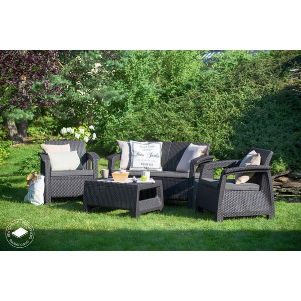 Tumši pelēks dārza atpūtas komplekts 4 personām Corfu – Keter-image-1