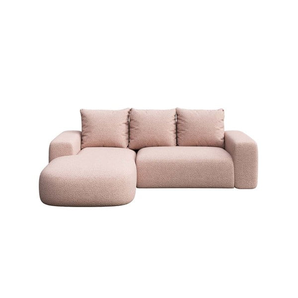 Gaiši rozā stūra dīvāns no buklē auduma (kreisais stūris) Feiro – MESONICA