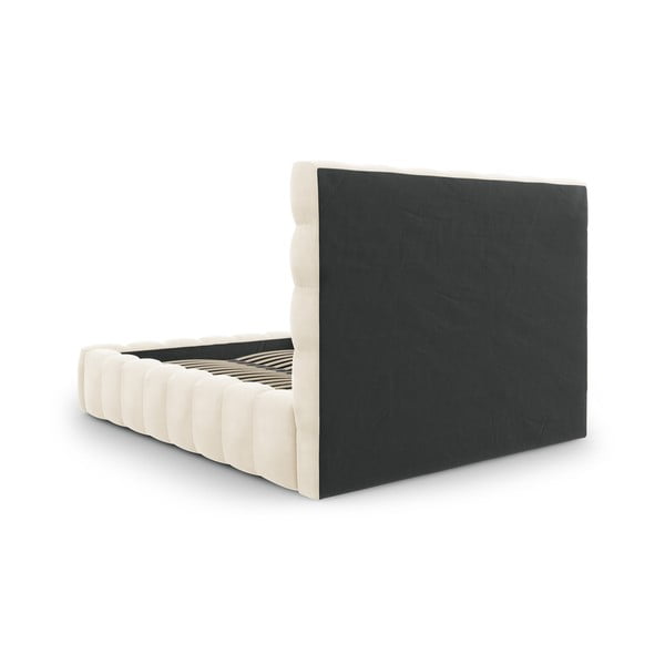 Bēša polsterēta divvietīga gulta ar veļas kasti un režģi 160x200 cm Bali – Cosmopolitan Design-image-4