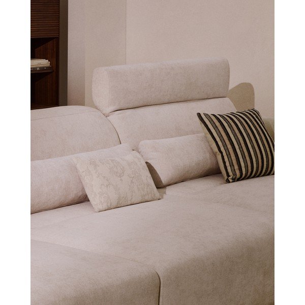 Bēšs regulējams dīvāns no šenila auduma ar zvilni 410 cm Lares – Kave Home-image-4