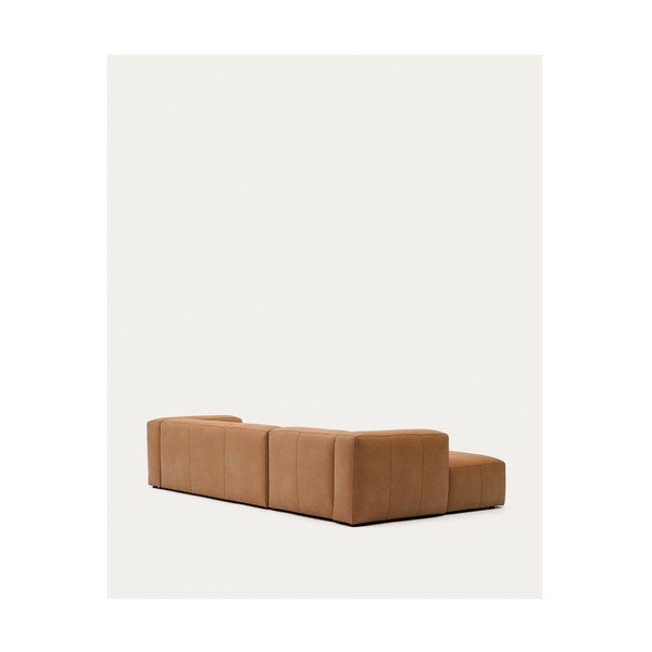 Brūns ādas stūra dīvāns (ar kreiso stūri/ar zvilni) Blok – Kave Home-image-4