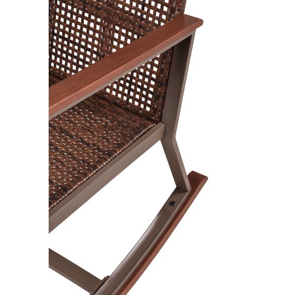 Tumši brūns masīvkoka šūpuļkrēsls ar galdu Sinaloa – Garden Pleasure-image-4