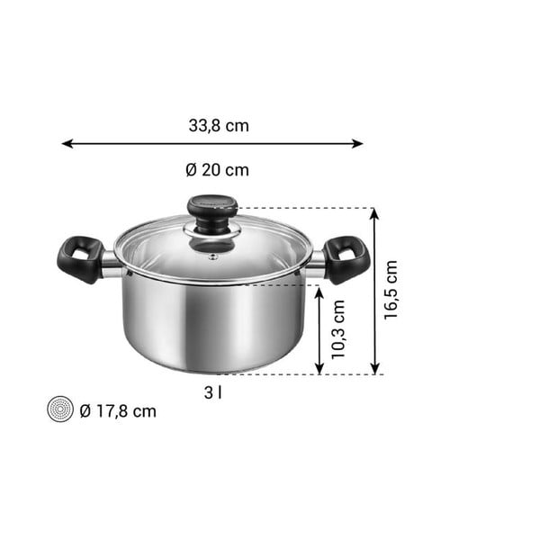 Nerūsējošā tērauda katls ar vāku piemērots indukcijas plītij 3 l Brava – Tescoma-image-3