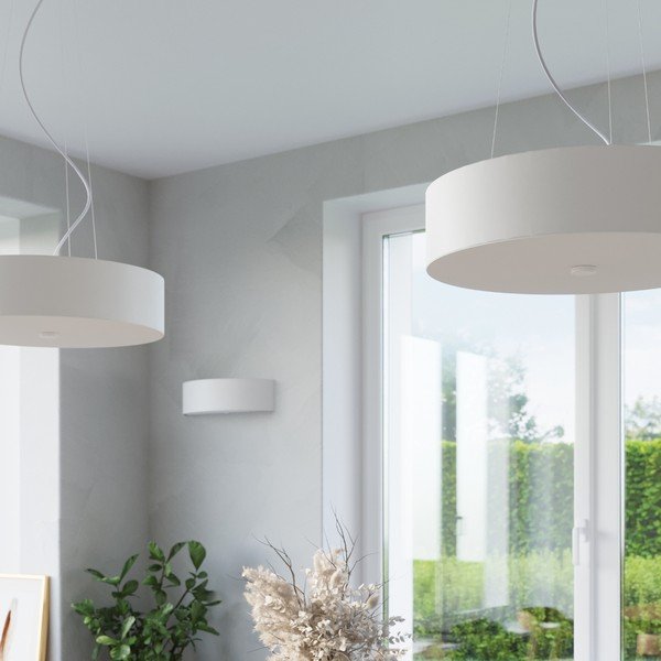 Balta piekaramā lampa ar auduma abažūru ø 70 cm Herra – Sollux-image-1