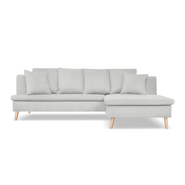 Gaiši pelēks dīvāns četrām personām ar atpūtas krēslu labajā pusē Cosmopolitan design Newport
