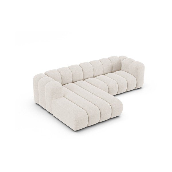 Krēmkrāsas stūra dīvāns no šenila auduma (ar kreiso stūri/ar zvilni) Lupine – Micadoni -image-2