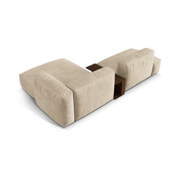 Bēšs samta modulārais stūra dīvāns (ar labo stūri/ar zvilni) Martina – Micadoni -image-3