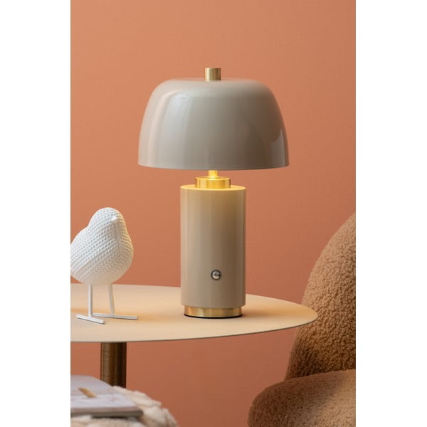 Krēmkrāsas LED galda lampa ar regulējamu spilgtumu ar metāla abažūru (augstums 30 cm) Freya – Leitmotiv-image-1